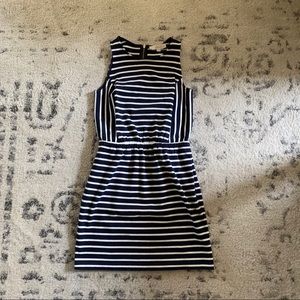LOFT blue and white striped cotton dress